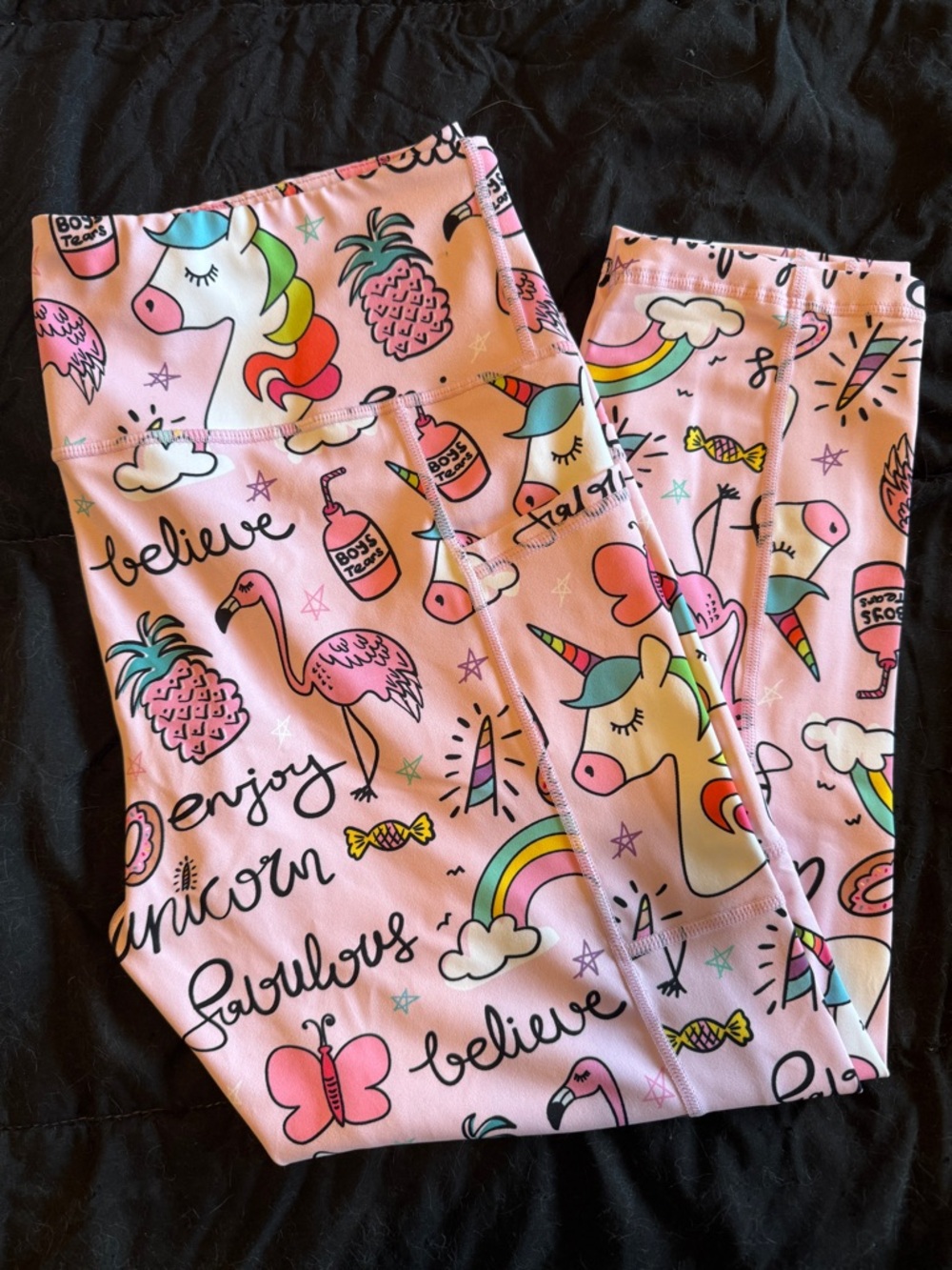 Constantly Varied Gear Pink Unicorn & Rainbow Capri Leggings